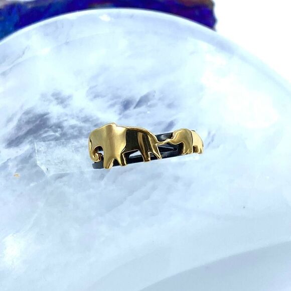 Elephant Stainless Steel Ion Plated Two-Tone Ring Sizes 5,6 - Picture 5 of 5